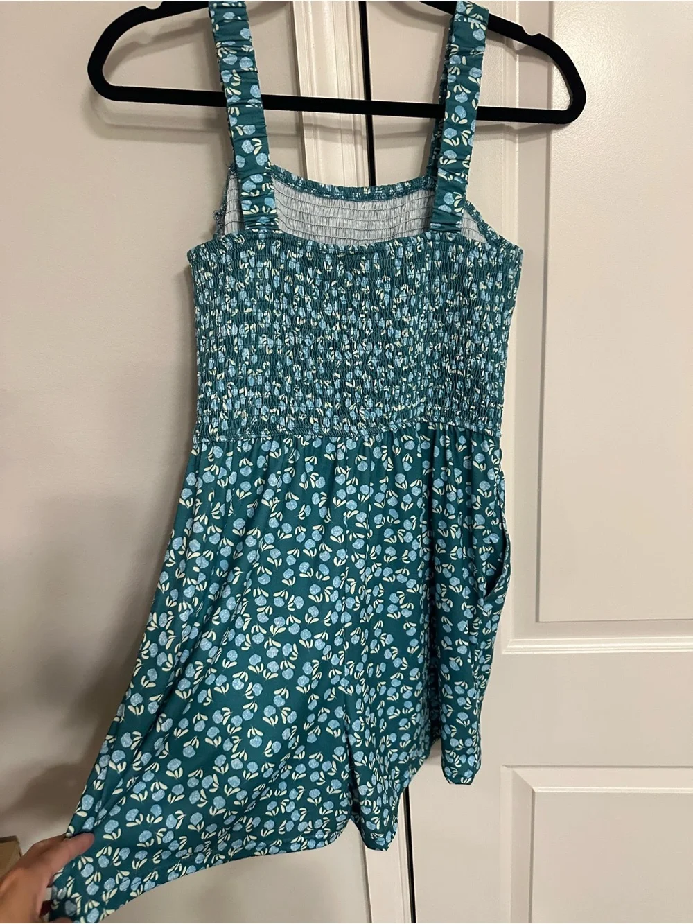 Smocked Floral Blue Women's Shorts Romper